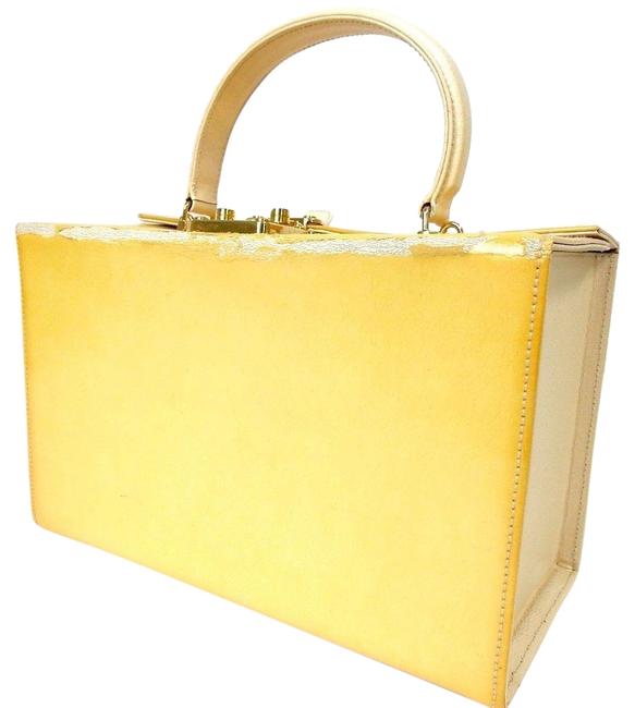 Fendi Business Type Very Rare Suitcase Yellow Gold Leather Satchel 