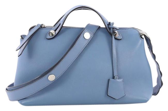 Fendi By Small Blue Leather with Crocodile Satchel 