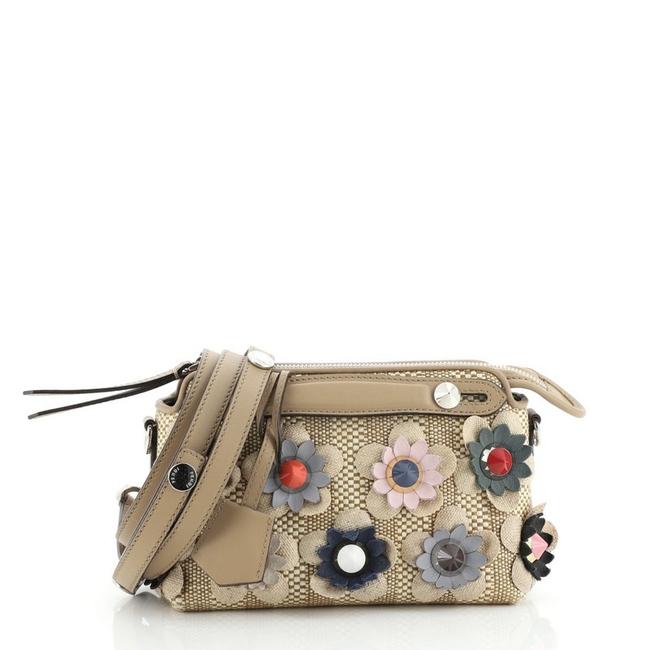 Fendi By The Floral Embellished Mini Neutral Raffia Satchel 