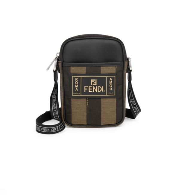 Fendi Camera Penguin Stripe Roma Ff Logo Brown Cross Body Bag 