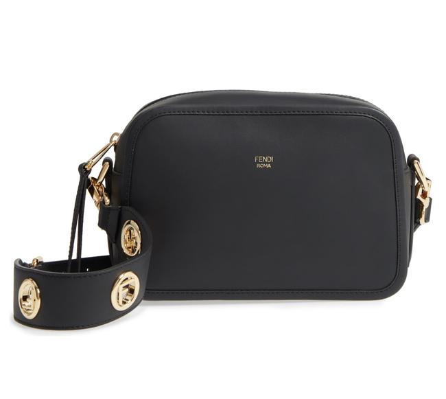 Fendi Camera With &f& Logo Strap Black Leather Cross Body Bag 