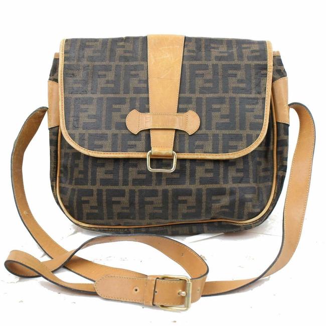 Fendi Canvas #856o71 Brown Cross Body Bag 