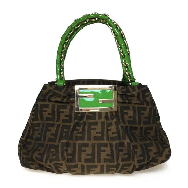 Fendi Chain Bag Zucca 8br615 BrownGreen Brown  Green Satchel 