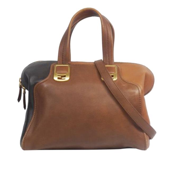 Fendi Chameleon Brown Leather Satchel 