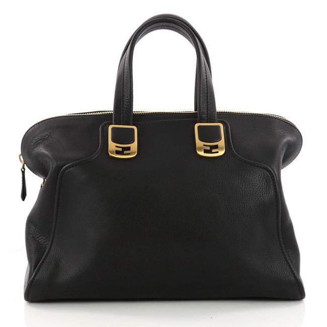 Fendi Chameleon Convertible Large Black Leather Satchel 
