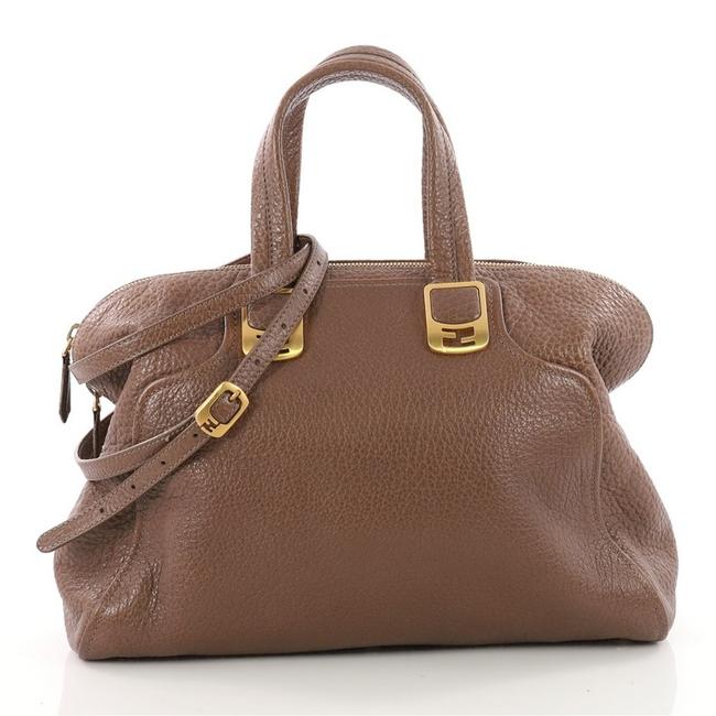Fendi Chameleon Convertible Large Brown Leather Satchel 