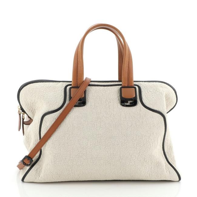 Fendi Chameleon Convertible Large Neutral Canvas Satchel 
