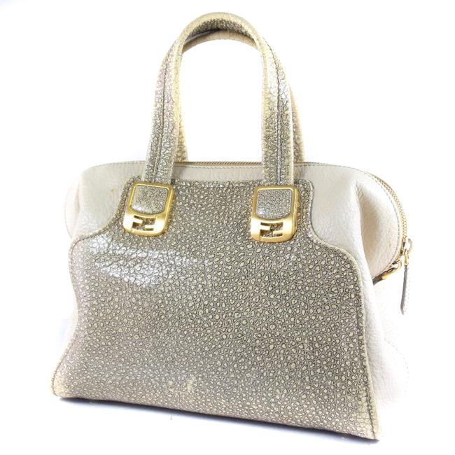 Fendi Chameleon Ladies Handbag Gray Leather Satchel 