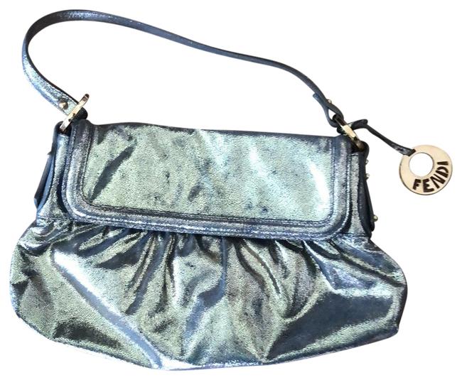 Fendi Chef Magnetic Clasp Purse Metallic Silver Leather Satchel 