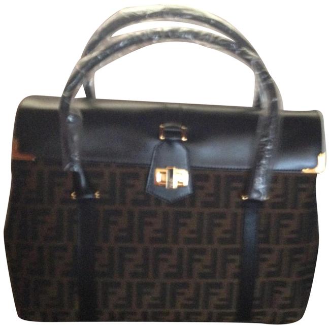 Fendi Classic ZuccaVitTobacco TobaccoroBrown Canvas Satchel 