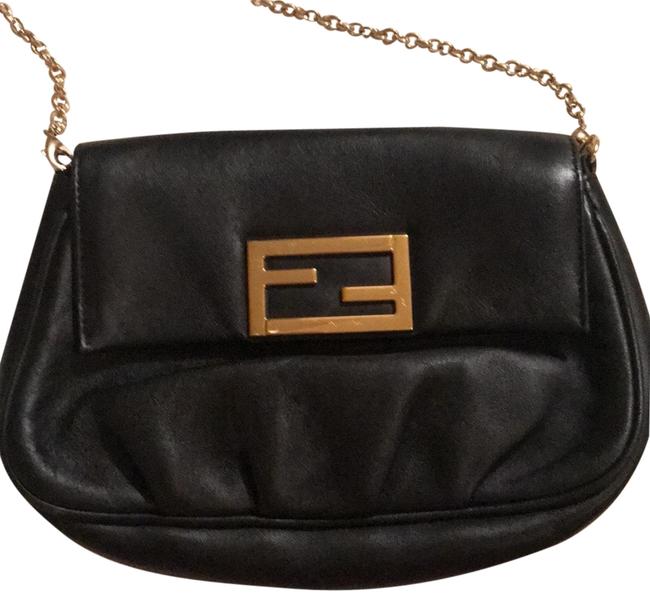 Fendi Clutch Black Leather Cross Body Bag 