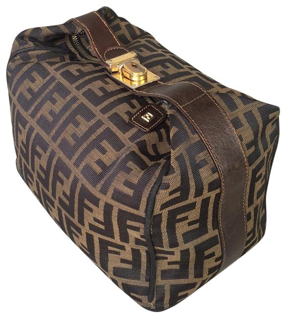 Fendi Clutch Zucca Brown Canvas Satchel 