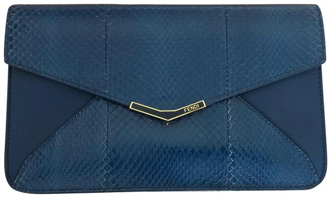 Fendi ClutchSmall Envelope Blue Phyton Leather Clutch 