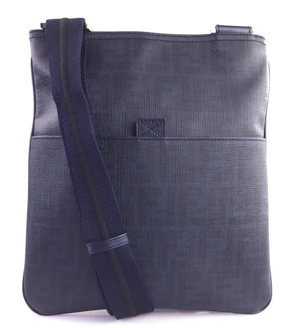 Fendi Coated Navy and Black Zucca Canvas Cross Body Bag 
