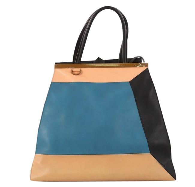 Fendi Color Block 2jours Handbag Large Multicolor Leather and Pvc Satchel 