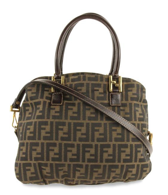 Fendi Convertible Zucca Brown Canvas Satchel 