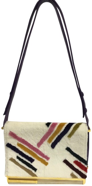 Fendi Cream Beaver Fur Cross Body Bag 