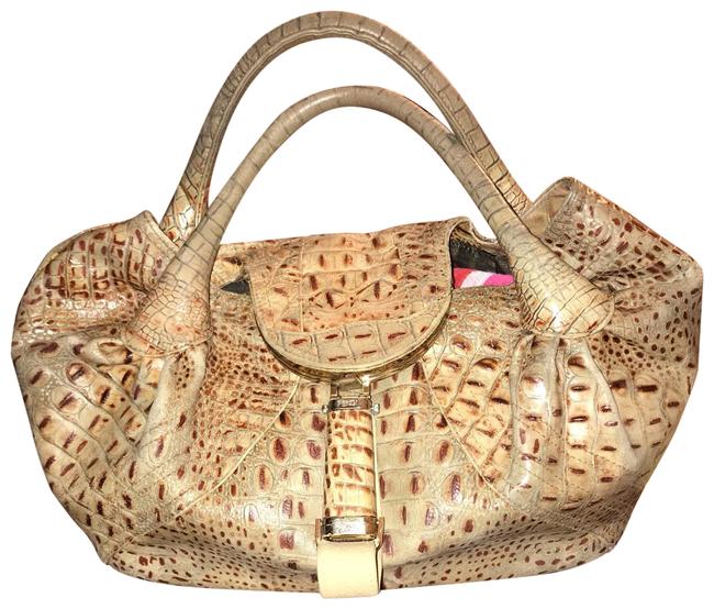 Fendi Crocodile Brown Skin Leather Satchel 