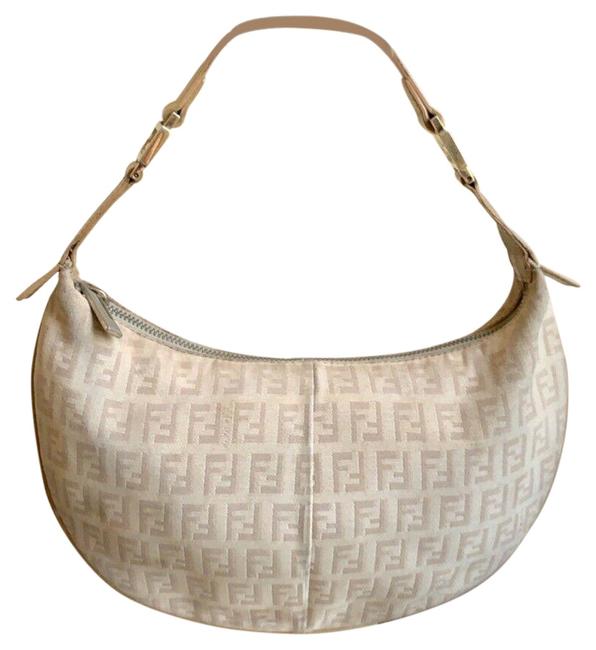 Fendi Croissant Zucca 2370 8br440 Light Brown Cowhide Leather Hobo Bag 