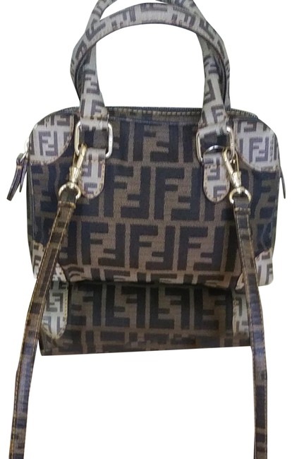Fendi Crossbody Min Size Two Toned Brown Leather Satchel 
