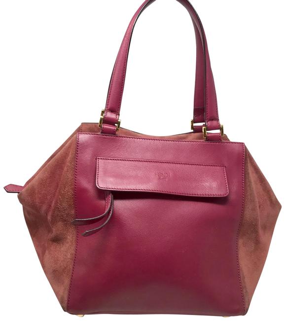 Fendi Cube In Fuchsia Leather  Suede Satchel 