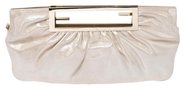 Fendi Cutout Handle Metallic Leather Clutch 