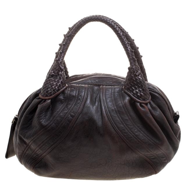 Fendi Dark Large Spy Brown Leather Hobo Bag 