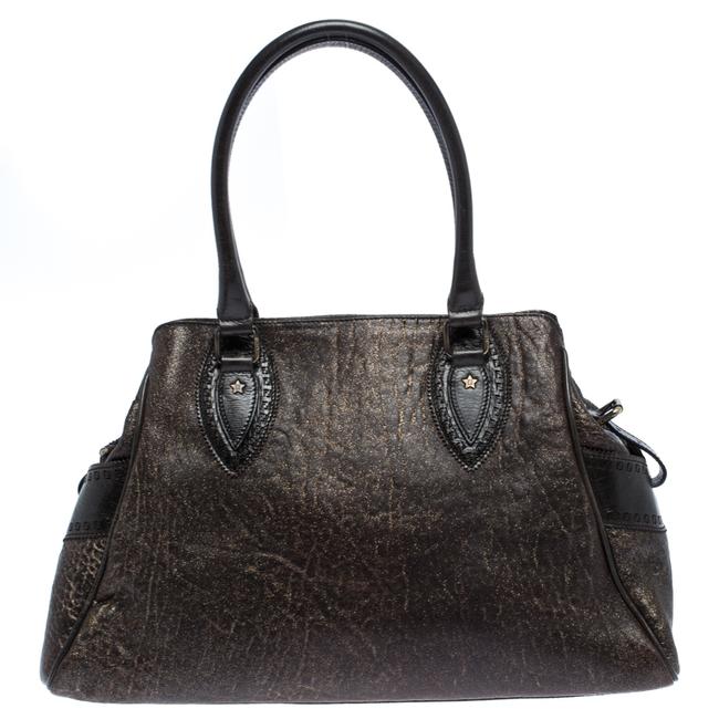 Fendi Dark Shimmering Chef De Jour Brown Leather Satchel 
