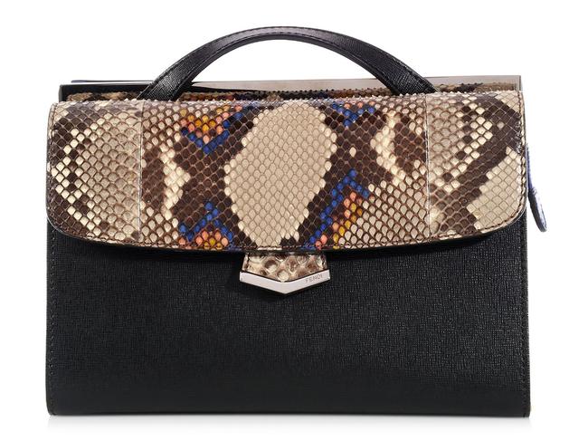 Fendi Demi Jour Python  Colorblock Black Leather Cross Body Bag 