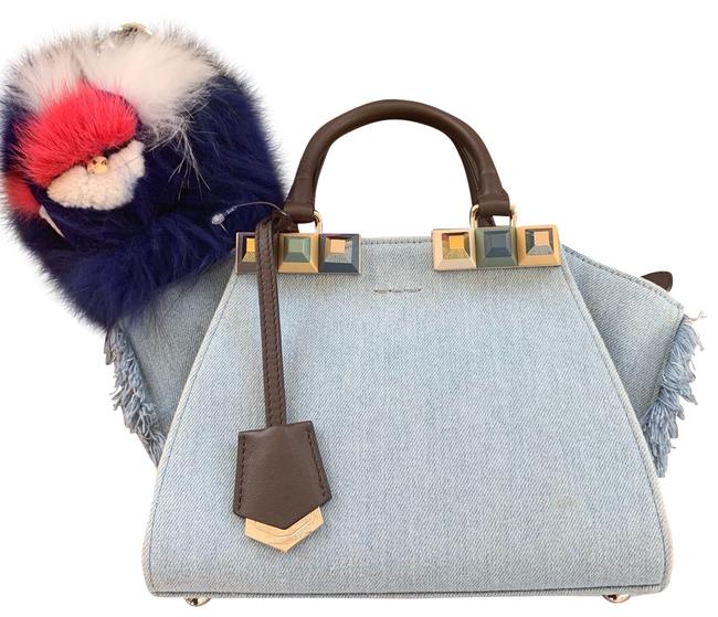 Fendi Denim Studded Mini 3jours Tote Satchel 
