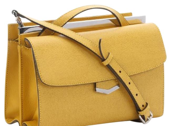Fendi Shoulder Denis Demi Jour 2way Yellow Textured Leather Cross Body Bag 