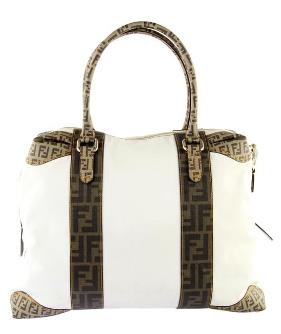 Fendi Dome Beige and Brown Zucchino Pvc Satchel 