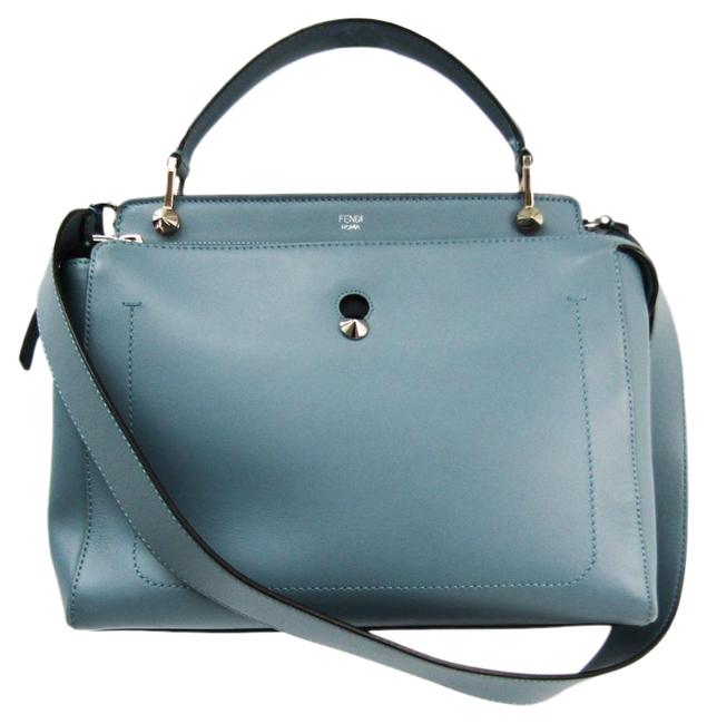 Fendi Dotcom 8bn293 Women&s Handbag Blue Green Leather Satchel 