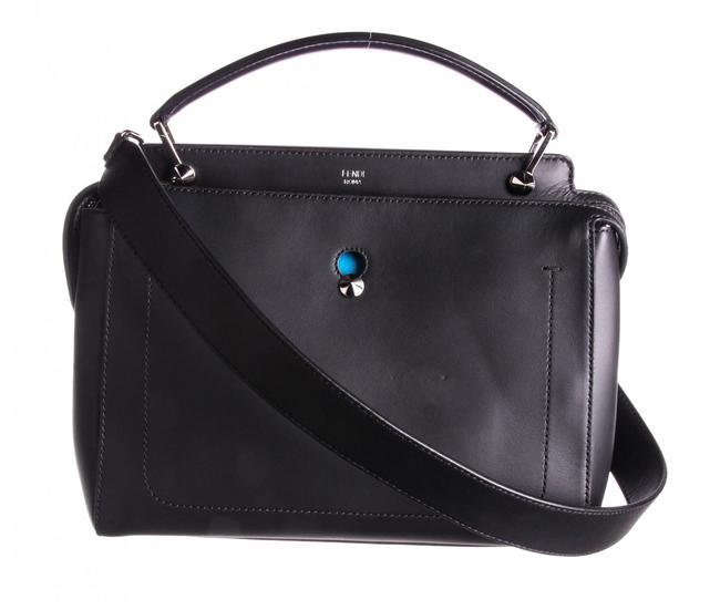 Fendi Dotcom BlackBlue Leather Satchel 