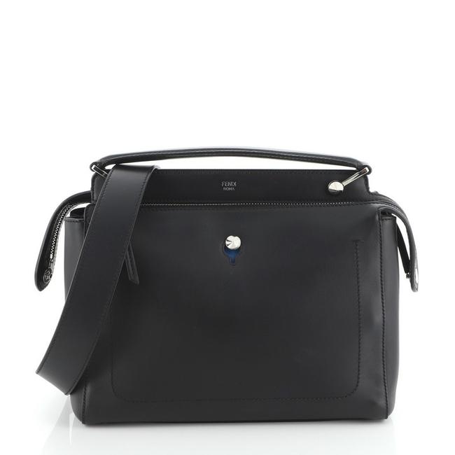 Fendi Dotcom Convertible Medium Black Leather Satchel 