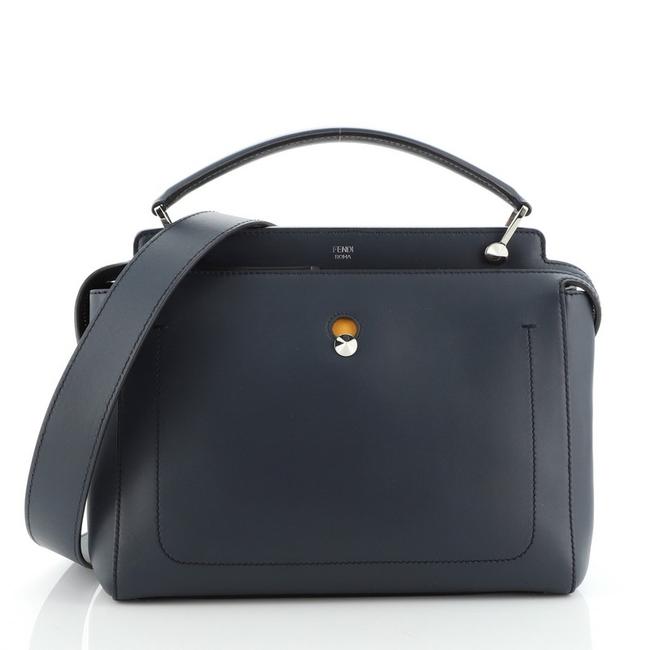 Fendi Dotcom Convertible Medium Blue Leather Satchel 