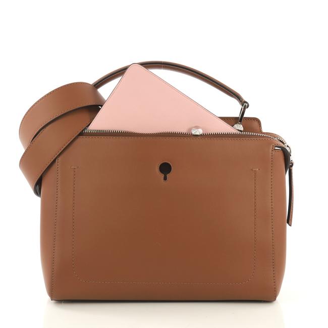 Fendi Dotcom Convertible Medium Brown Leather Satchel 