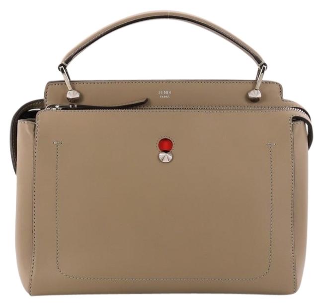 Fendi Dotcom Convertible Medium Light Taupe Leather Satchel 