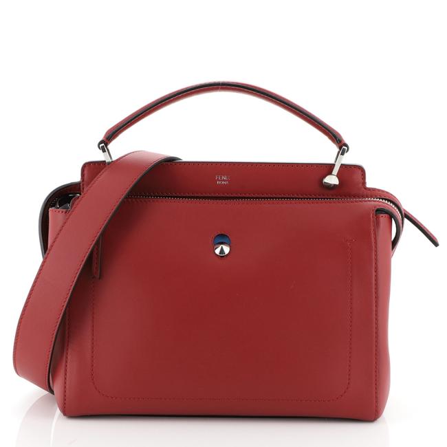Fendi Dotcom Convertible Medium Red Leather Satchel 