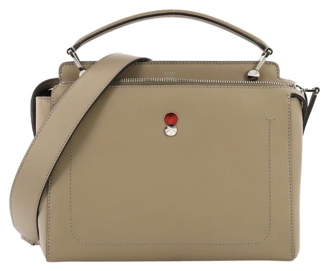 Fendi Dotcom Convertible Medium Taupe Leather Satchel 