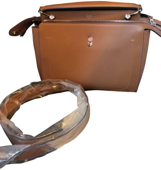 Fendi &dotcom& Gold Leather Satchel 