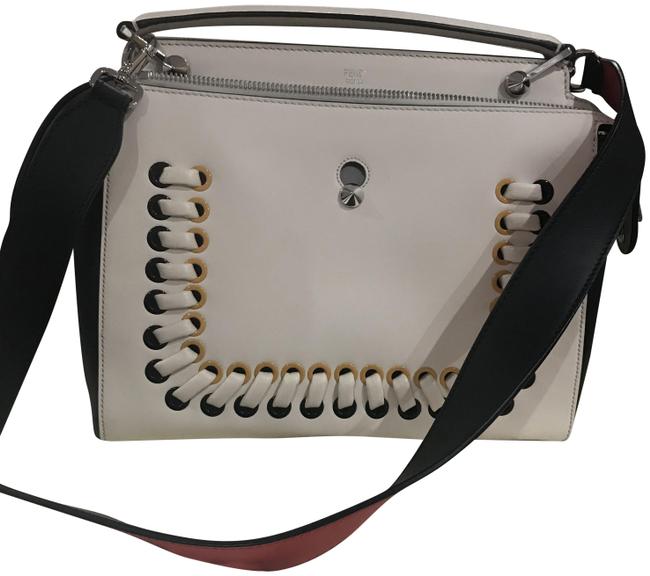 Fendi Dotcom Lace up White Leather Satchel 