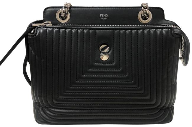 Fendi Dotcom Satchel Black Lambskin Leather Cross Body Bag 