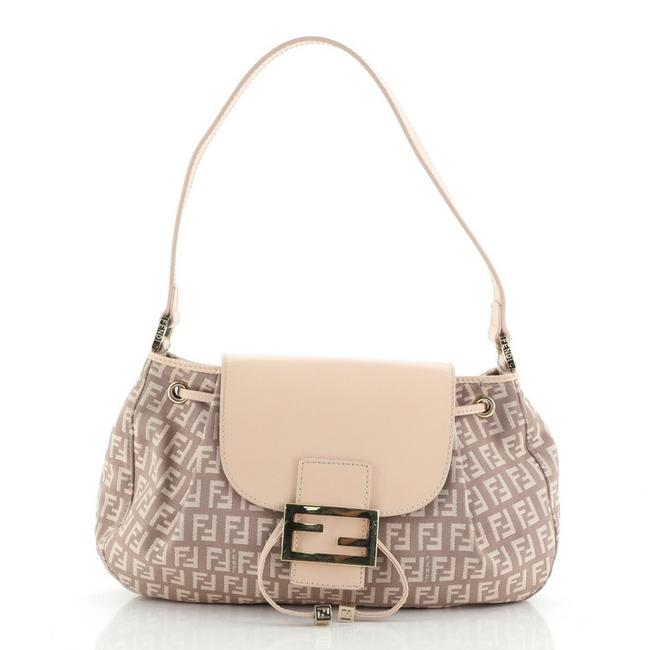 Fendi Drawstring Flap Zucchino and Leather Medium Pink Canvas Plain Hobo Bag 