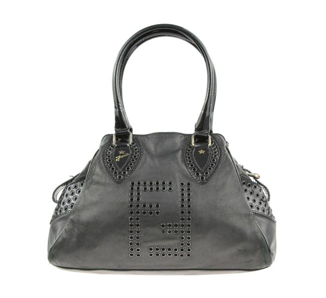 Fendi Du Jour Grommet Black Leather Satchel 