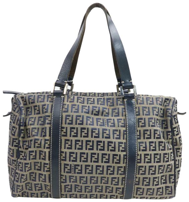 Fendi Duffle 870811 Navy Monogram Ff Zucca Boston Blue Canvas Satchel 