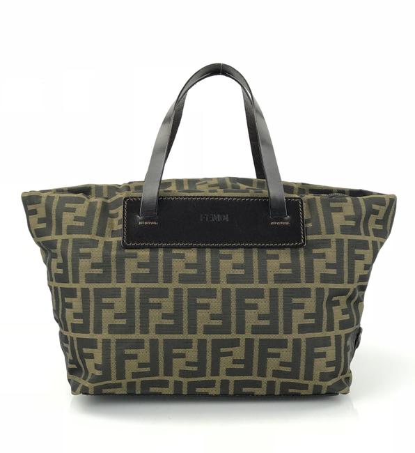 Fendi East West Tobacco Zucca Canvas Satchel 