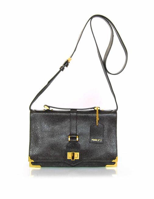 Fendi Embossed Brown Leather Cross Body Bag 
