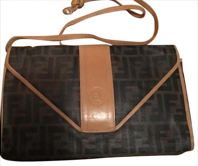 Fendi Envelope Monogram Leather Clutch 