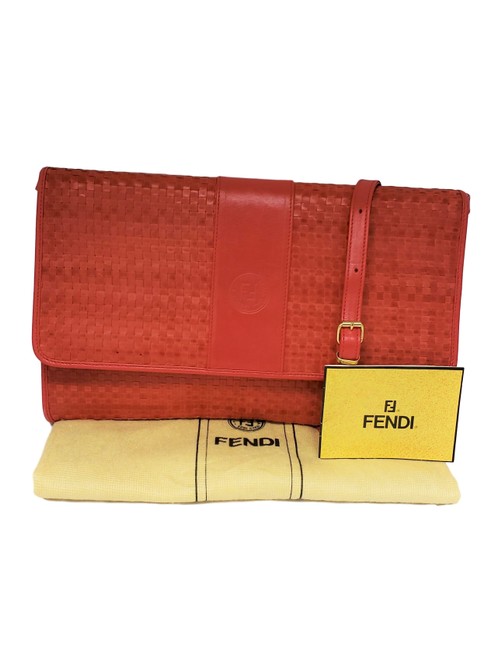Fendi Envelope Red Leather Cross Body Bag 